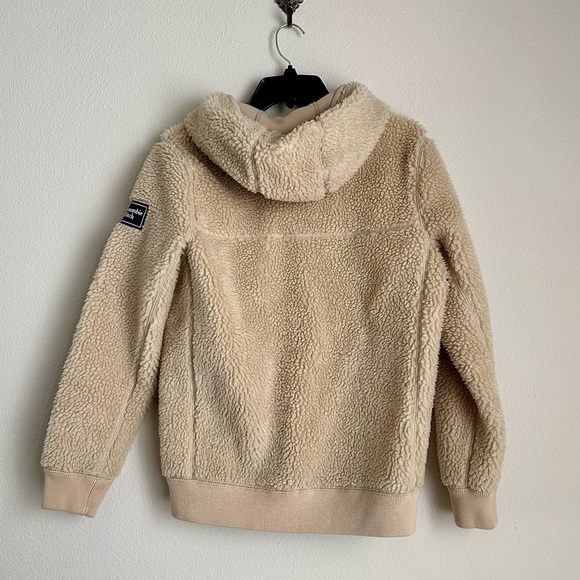 ✨ABERCROMBIE & FITCH Sherpa Full Zip Hooded Jacket Light Brown Mens XS - Picture 3 of 12
